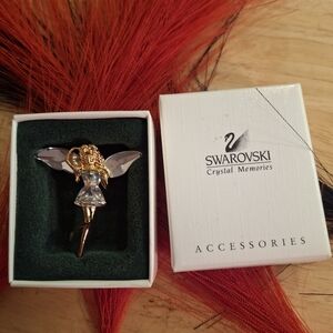 Swarovski Enchanted Fairy Brooch with Gold and Silver Crystals